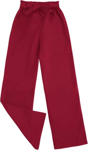 Milumia Girl's Cute High Waist Flowy Wide Leg Dress Pants Palazzo Pants