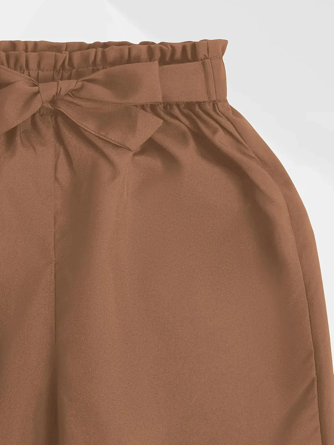 Milumia Girl's Cute High Waist Flowy Wide Leg Dress Pants Palazzo Pants