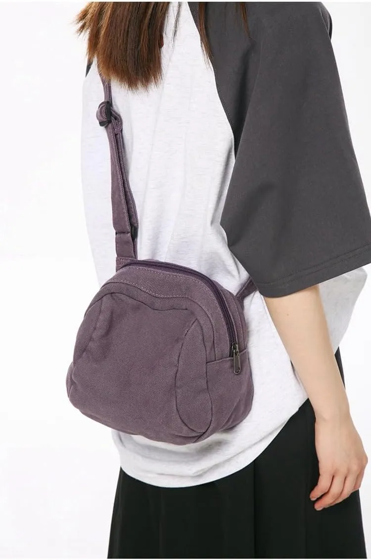 Mini Canvas Crossbody Bag Purse Small Shoulder Bag For Men Women Mini Messenger Satchel Bag for Phone Passport