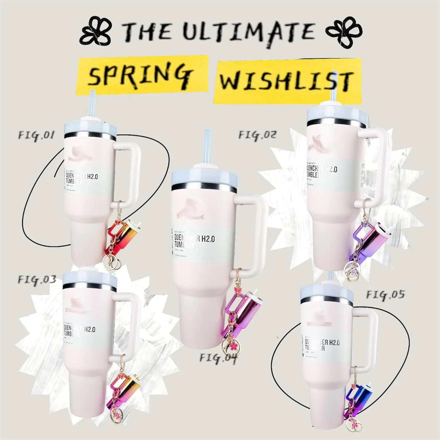 Mini Tumbler Keychain Accessories for Stanley Cup, 2 Way Cute Charms Chapstick Lip Balm Holder for Women Purse Handbag