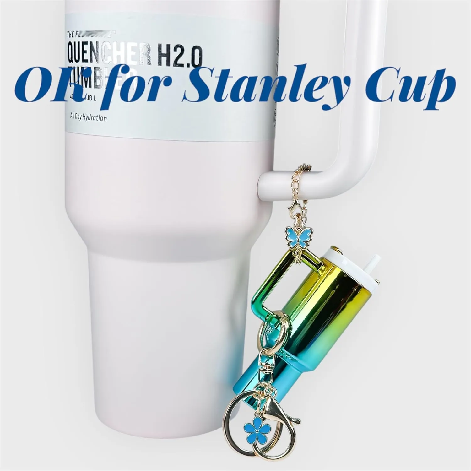 Mini Tumbler Keychain Accessories for Stanley Cup, 2 Way Cute Charms Chapstick Lip Balm Holder for Women Purse Handbag
