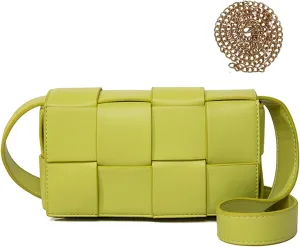 Mini Woven Purse Crossbody, Waist Pack Belt Bag with Adjustable Belt, Fanny Packs Purse Shoulder Handbags (Light green)