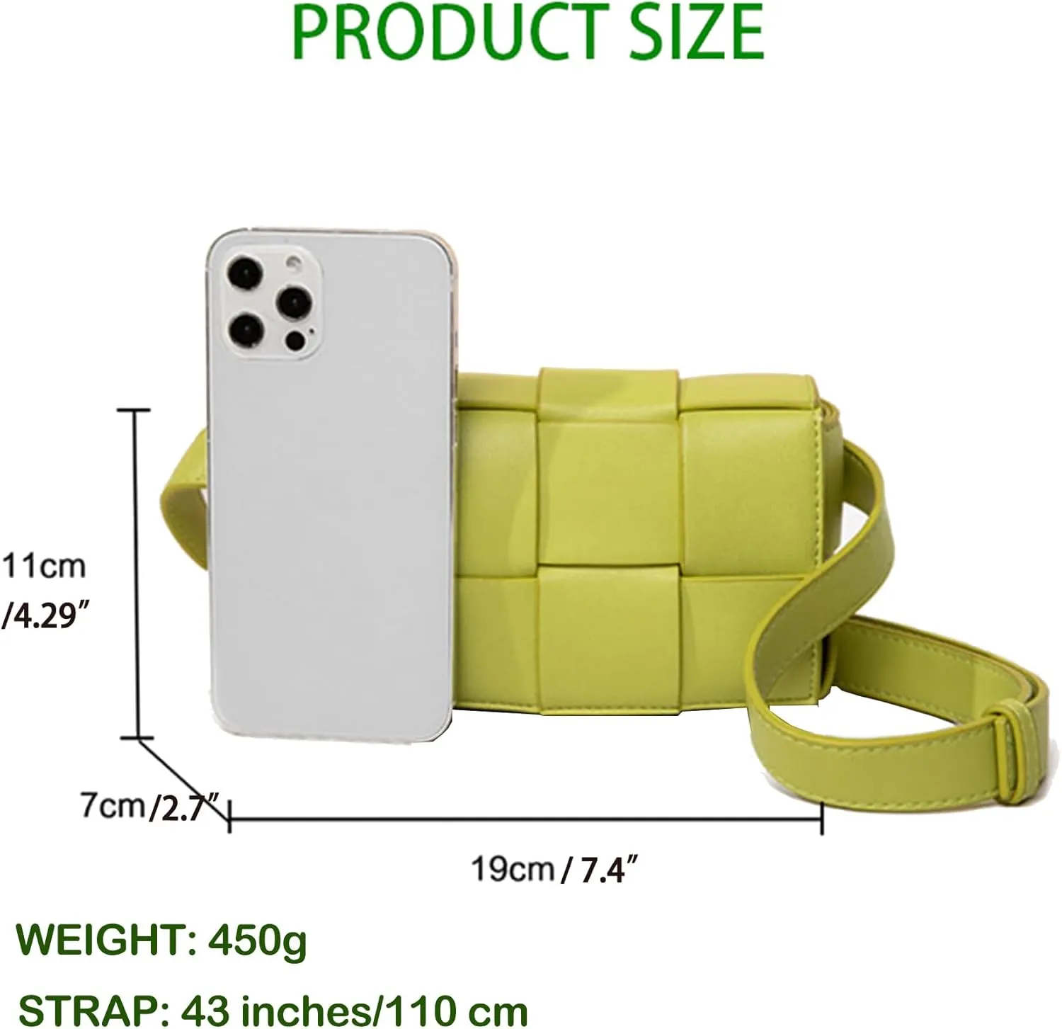 Mini Woven Purse Crossbody, Waist Pack Belt Bag with Adjustable Belt, Fanny Packs Purse Shoulder Handbags (Light green)