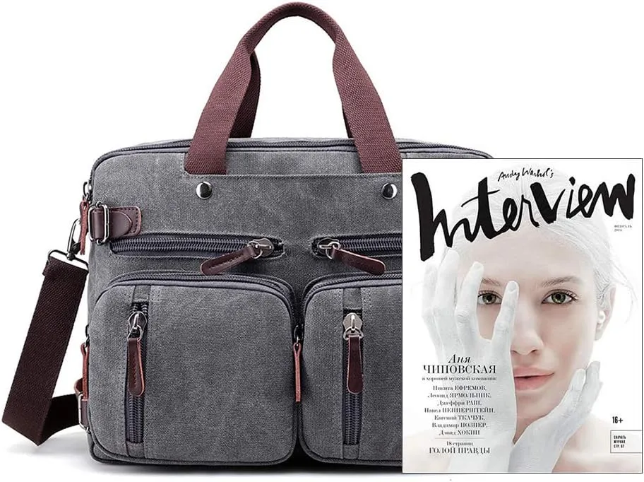 MINTEGRA Canvas Laptop Bag for Men Vintage Convertible Messenger Bag Fits 15.6 Inch Laptop