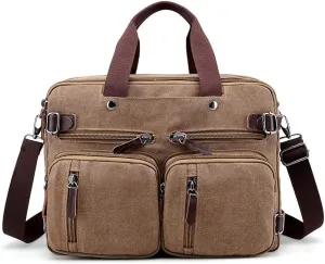 MINTEGRA Canvas Laptop Bag for Men Vintage Convertible Messenger Bag Fits 15.6 Inch Laptop