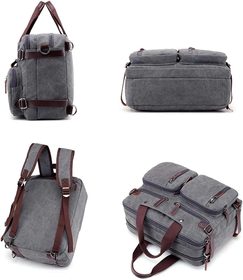 MINTEGRA Canvas Laptop Bag for Men Vintage Convertible Messenger Bag Fits 15.6 Inch Laptop