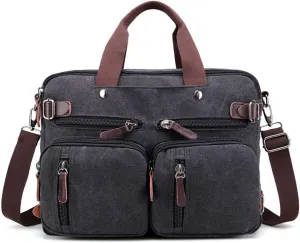 MINTEGRA Canvas Laptop Bag for Men Vintage Convertible Messenger Bag Fits 15.6 Inch Laptop