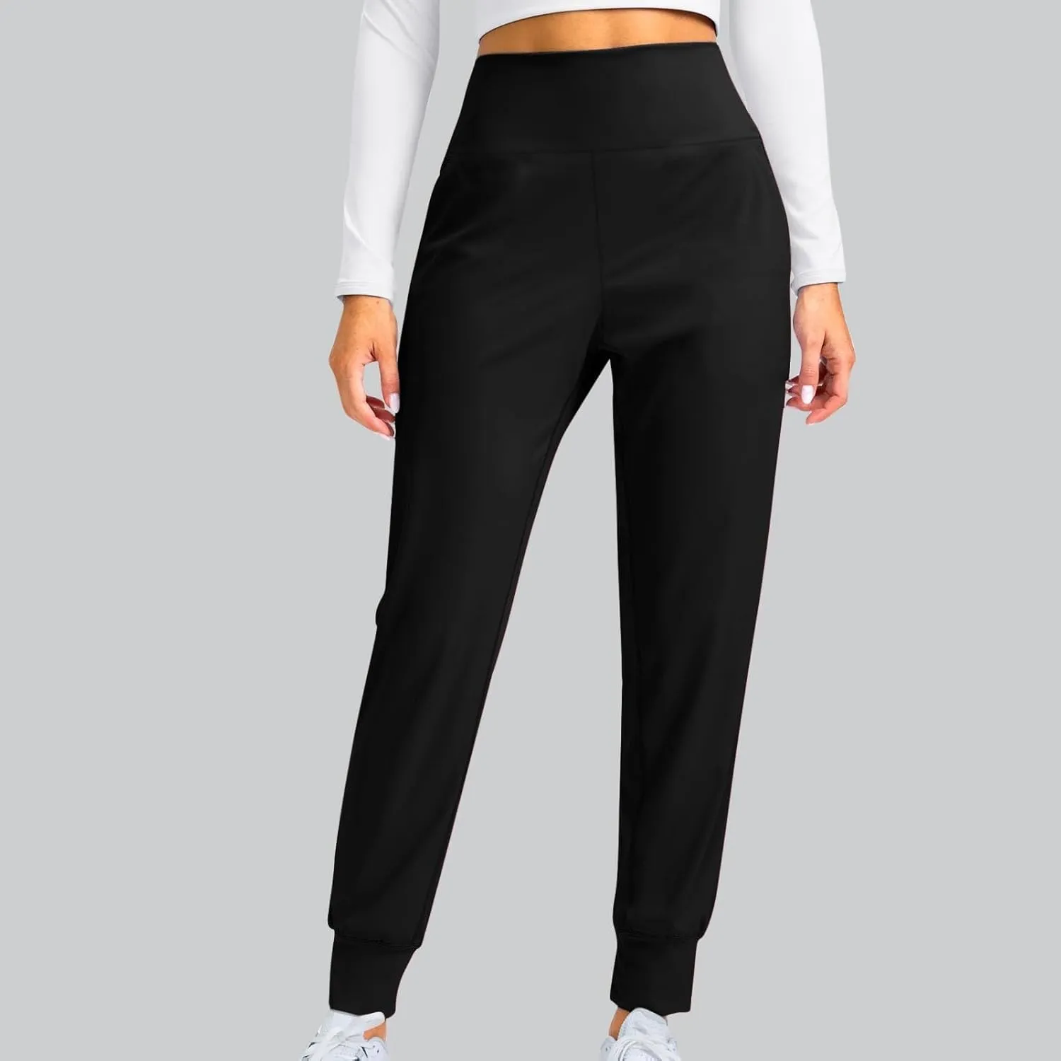 Miyaomn Casual Yoga Joggers for Women High Waisted Athletic Workout Sweatpants Tapered Active Comfy Lounge Pants with Pockets