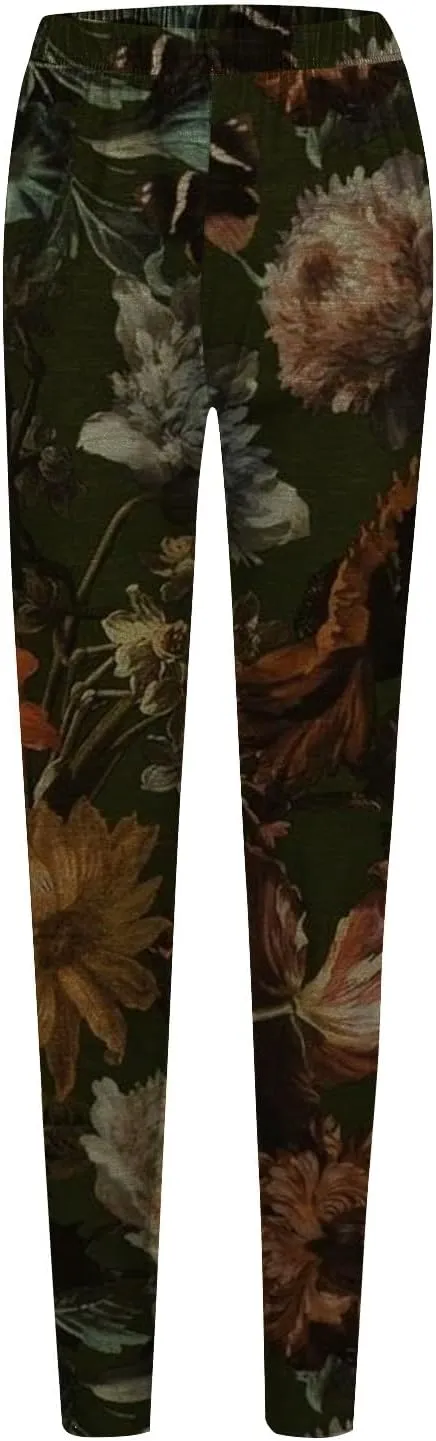 Miyaomn Stylish Boho High Waisted Leggings for Women Soft Opaque Seamless Yoga Pants Floral Printed Cycling Workout Trousers