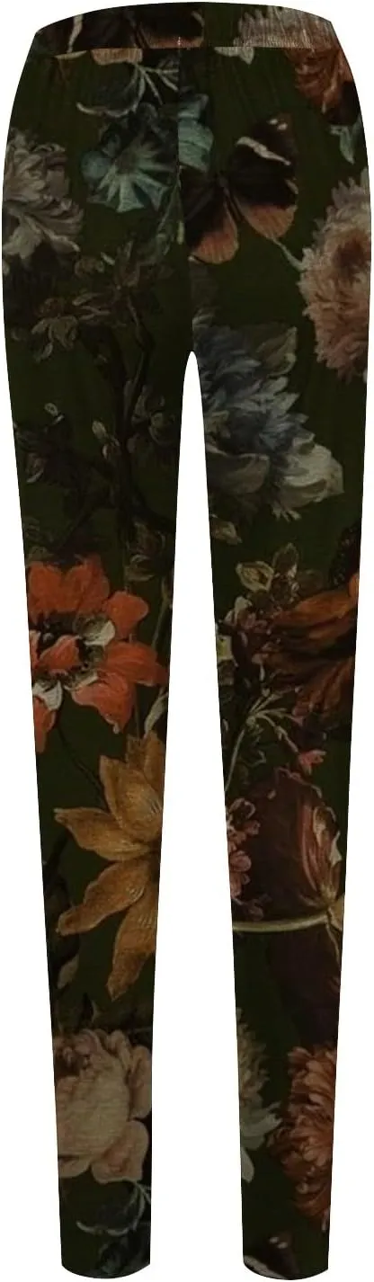 Miyaomn Stylish Boho High Waisted Leggings for Women Soft Opaque Seamless Yoga Pants Floral Printed Cycling Workout Trousers