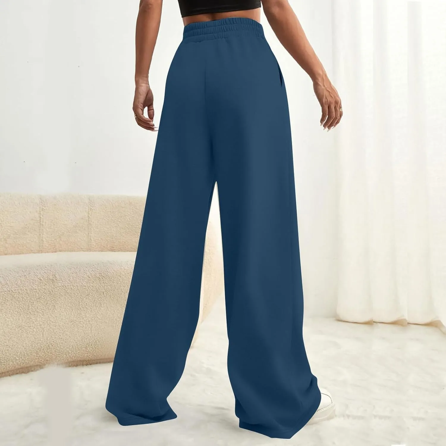 Miyaomn Wide Leg Sweatpants for Women 2024 Trendy High Waist Drawstring Baggy Lounge Pants Y2K Fashion Streetwear with Pocket
