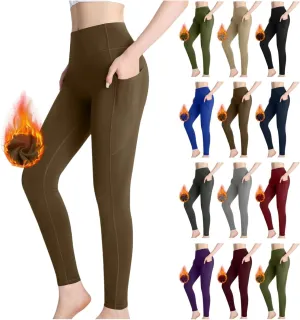 Miyaomn Women's Fleece Lined Yoga Leggings Tummy Control High Waisted Gym Pants Winter Thermal Warm Active Tights with Pocket