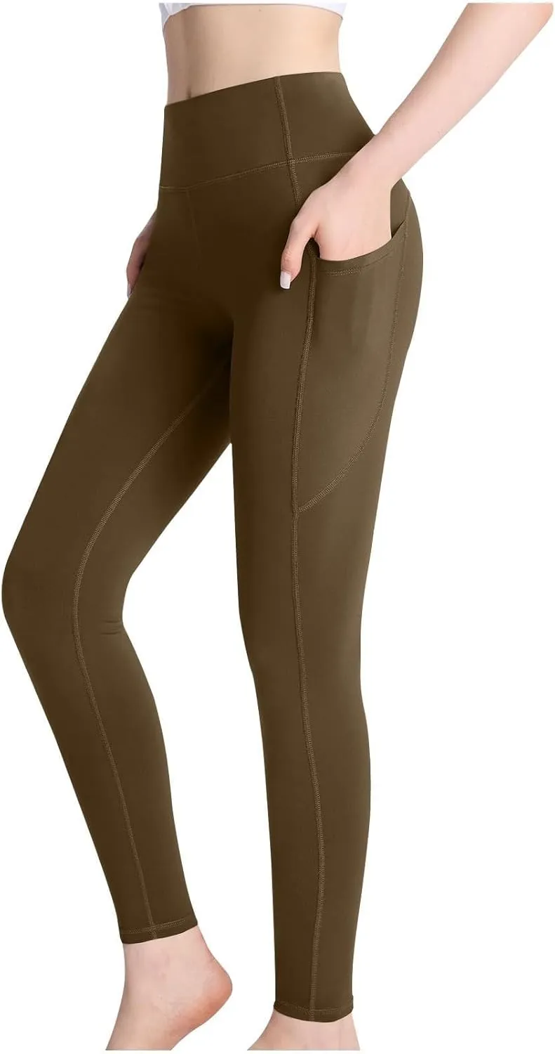 Miyaomn Women's Fleece Lined Yoga Leggings Tummy Control High Waisted Gym Pants Winter Thermal Warm Active Tights with Pocket