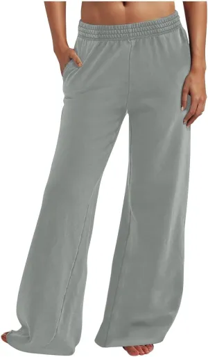 Miyaomn Womens Wide Leg Athletic Sweatpants Elastic High Waisted Baggy Jogger Pants Casual Solid Lounge Trousers with Pockets
