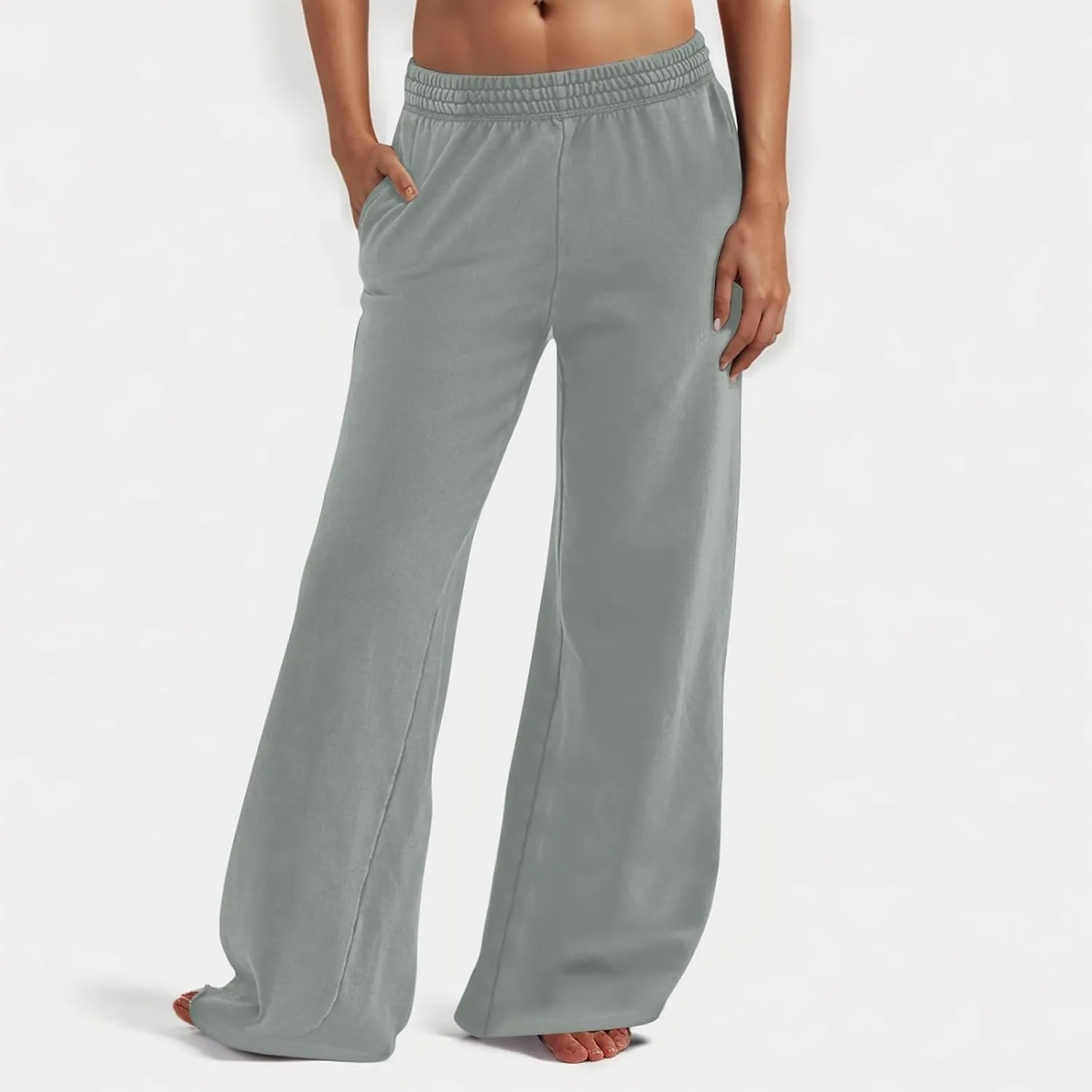 Miyaomn Womens Wide Leg Athletic Sweatpants Elastic High Waisted Baggy Jogger Pants Casual Solid Lounge Trousers with Pockets