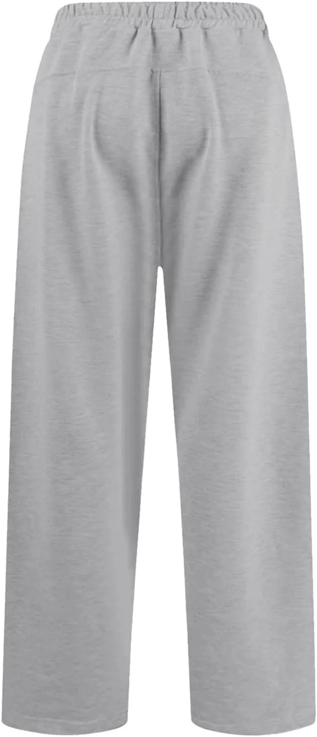Miyaomn Women's Wide Leg Sweatpants Drawstring Casual Jogger Pants Loose Elastic High Waisted Athletic Trousers with Pockets
