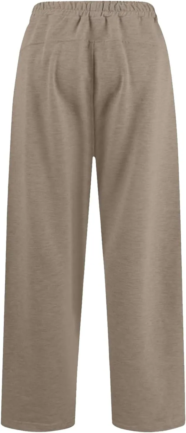 Miyaomn Women's Wide Leg Sweatpants Drawstring Casual Jogger Pants Loose Elastic High Waisted Athletic Trousers with Pockets