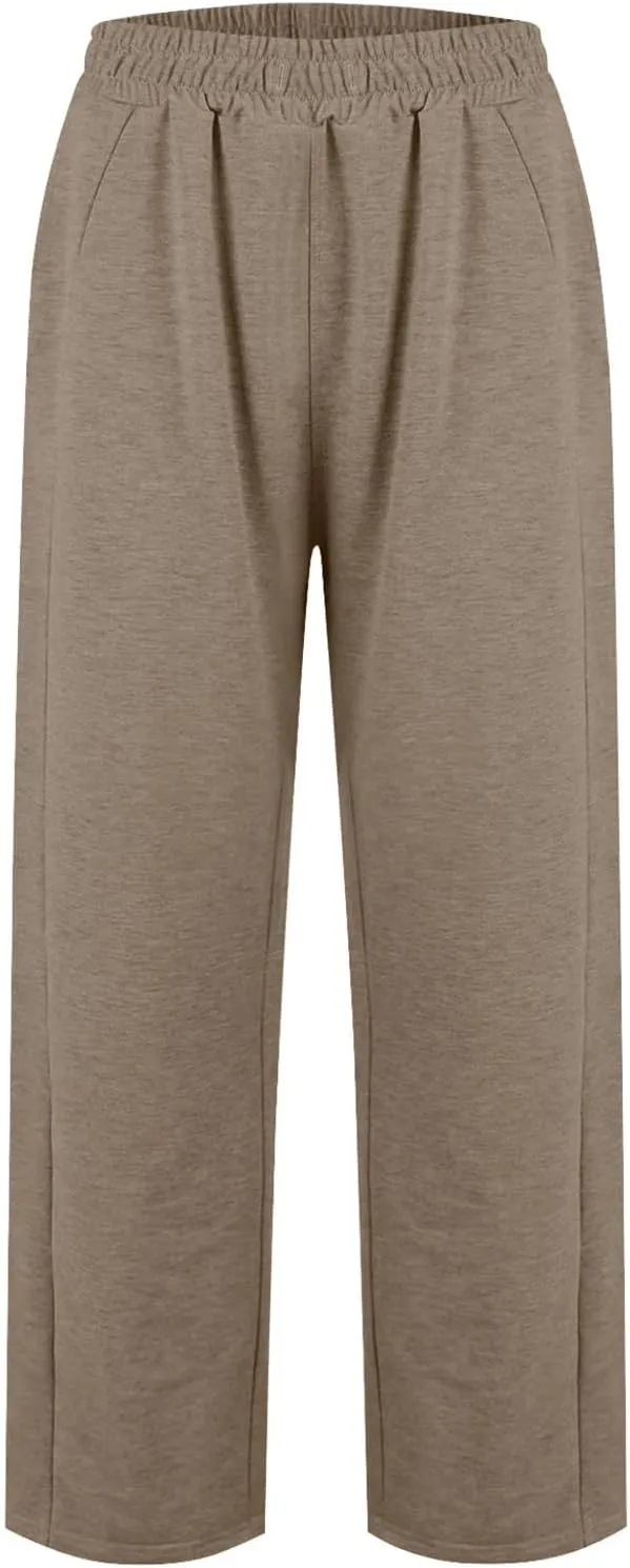 Miyaomn Women's Wide Leg Sweatpants Drawstring Casual Jogger Pants Loose Elastic High Waisted Athletic Trousers with Pockets