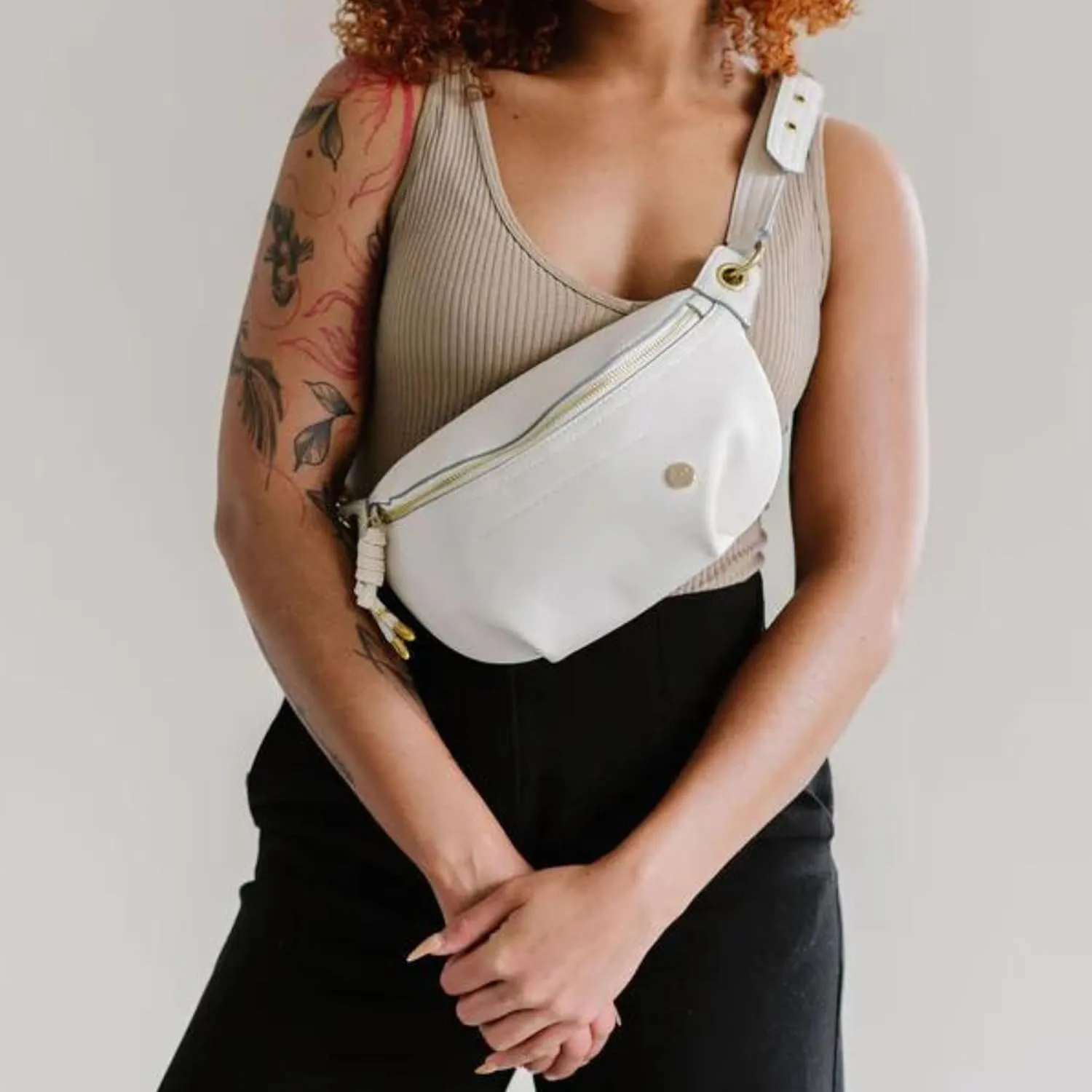 Modern Chic Belt Bag for Women - Catherine Vegan Leather Belt Bag, Crossbody Bag with Chain Strap and Interior Pocket
