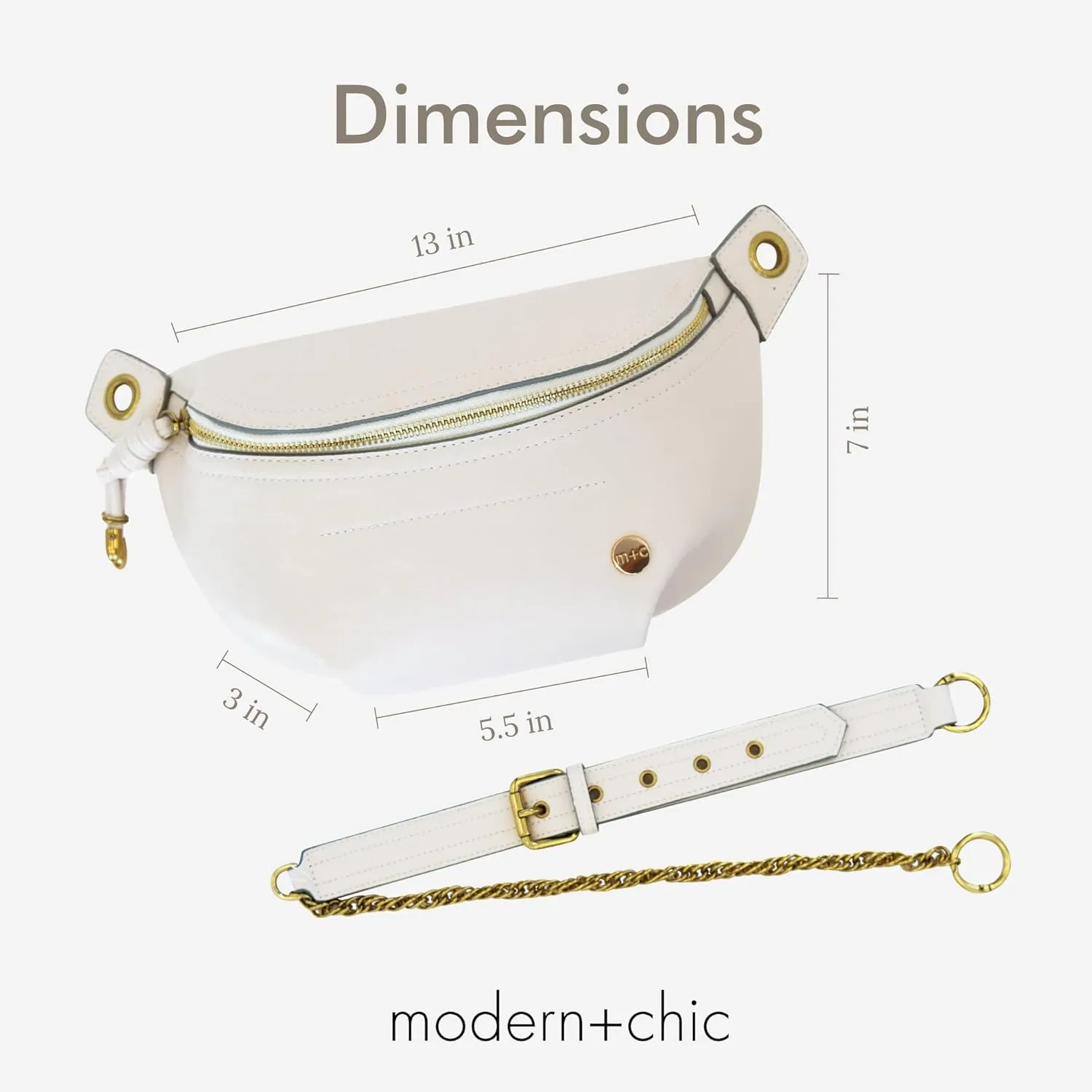Modern Chic Belt Bag for Women - Catherine Vegan Leather Belt Bag, Crossbody Bag with Chain Strap and Interior Pocket