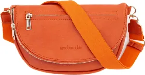 Modern Chic Crossbody Bags for Women - The Holly Foldover Crossbody Bag, Vegan Leather Belt Bag with Zipper Pockets - Tangerine