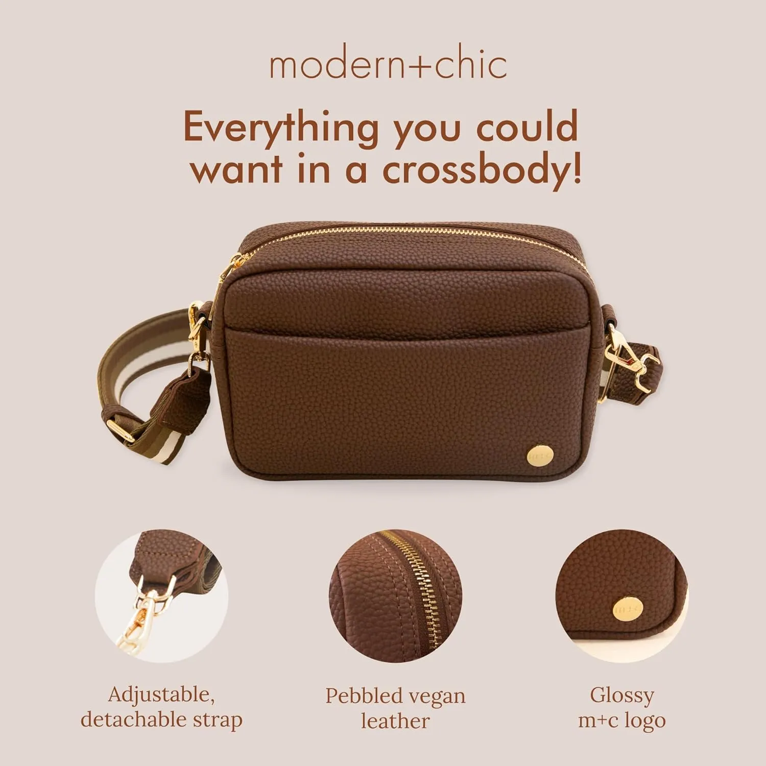 Modern Chic Crossbody Bags for Women - Willow Convertible Crossbody Purse, Vegan Leather Shoulder or Belt Bag with Strap