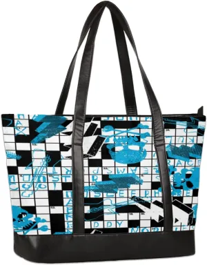 Modern Geometric Blue Tote Bag with Laptop Compartment Women Work Computer Bag Casual Briefcase Handbag for Travel Office College, Fits Laptop 15.6 inch