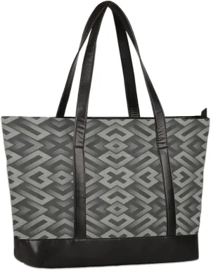 Modern Geometric Women's Laptop Tote Bag Dark Grey Casual Teacher Handbag Work Bag for Laptop Computer Up to 15.6 inch