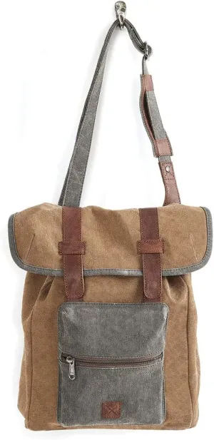 Mona B. Sebastian Upcycled Canvas BackPack, Messenger, Duffle with Vegan Leather Trim MC-203 (Sebastian-Crossbody)