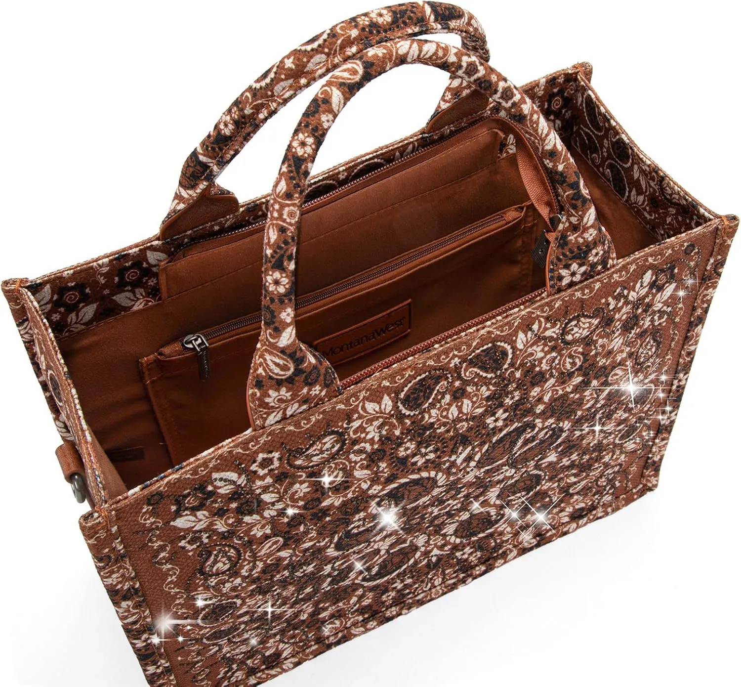 Montana West Sparkly Tote Bag Paisley Top Handle Satchel Handbags