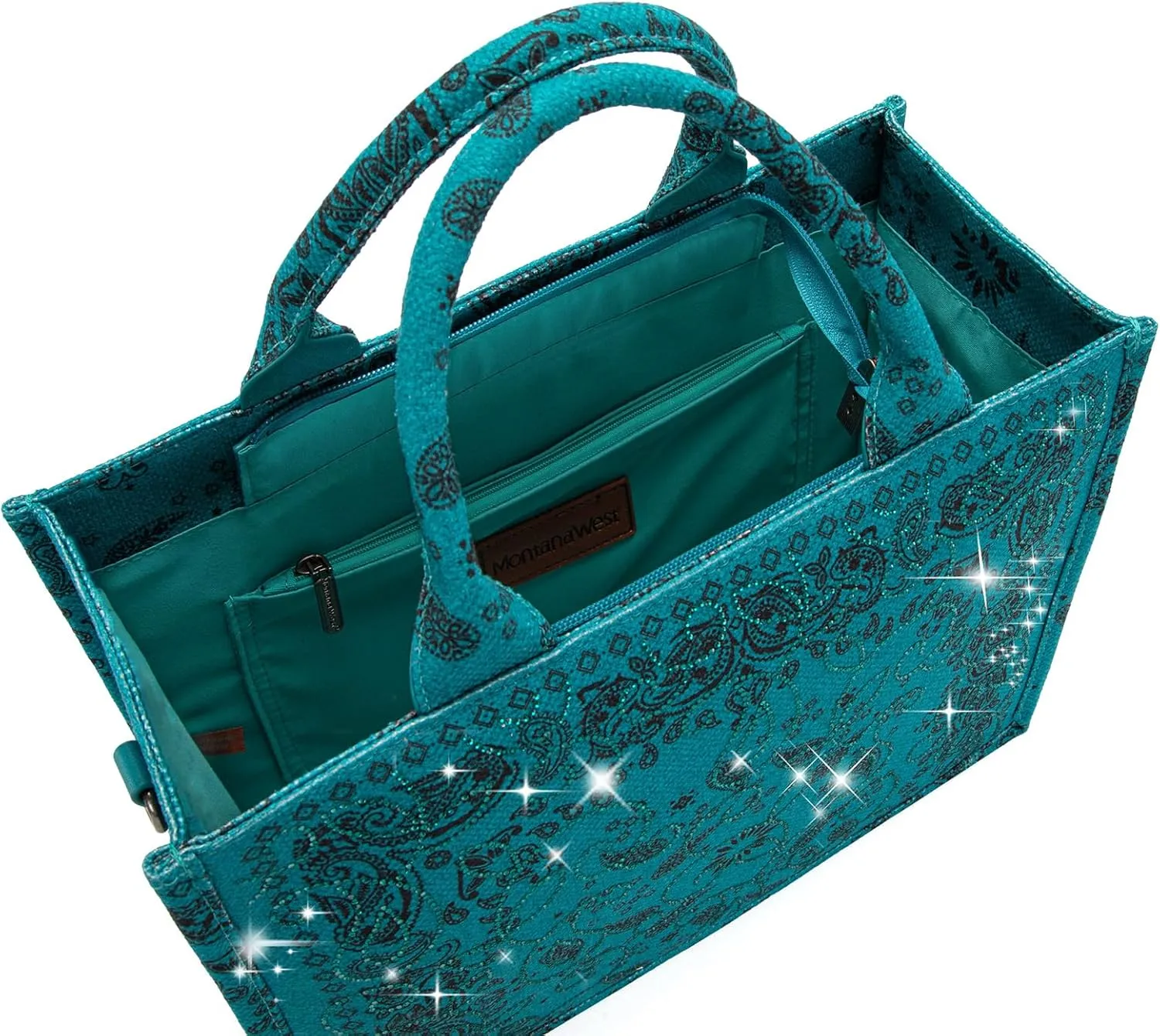 Montana West Sparkly Tote Bag Paisley Top Handle Satchel Handbags
