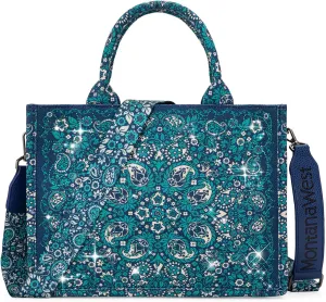 Montana West Sparkly Tote Bag Paisley Top Handle Satchel Handbags