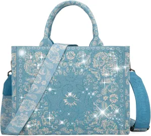 Montana West Sparkly Tote Bag Paisley Top Handle Satchel Handbags