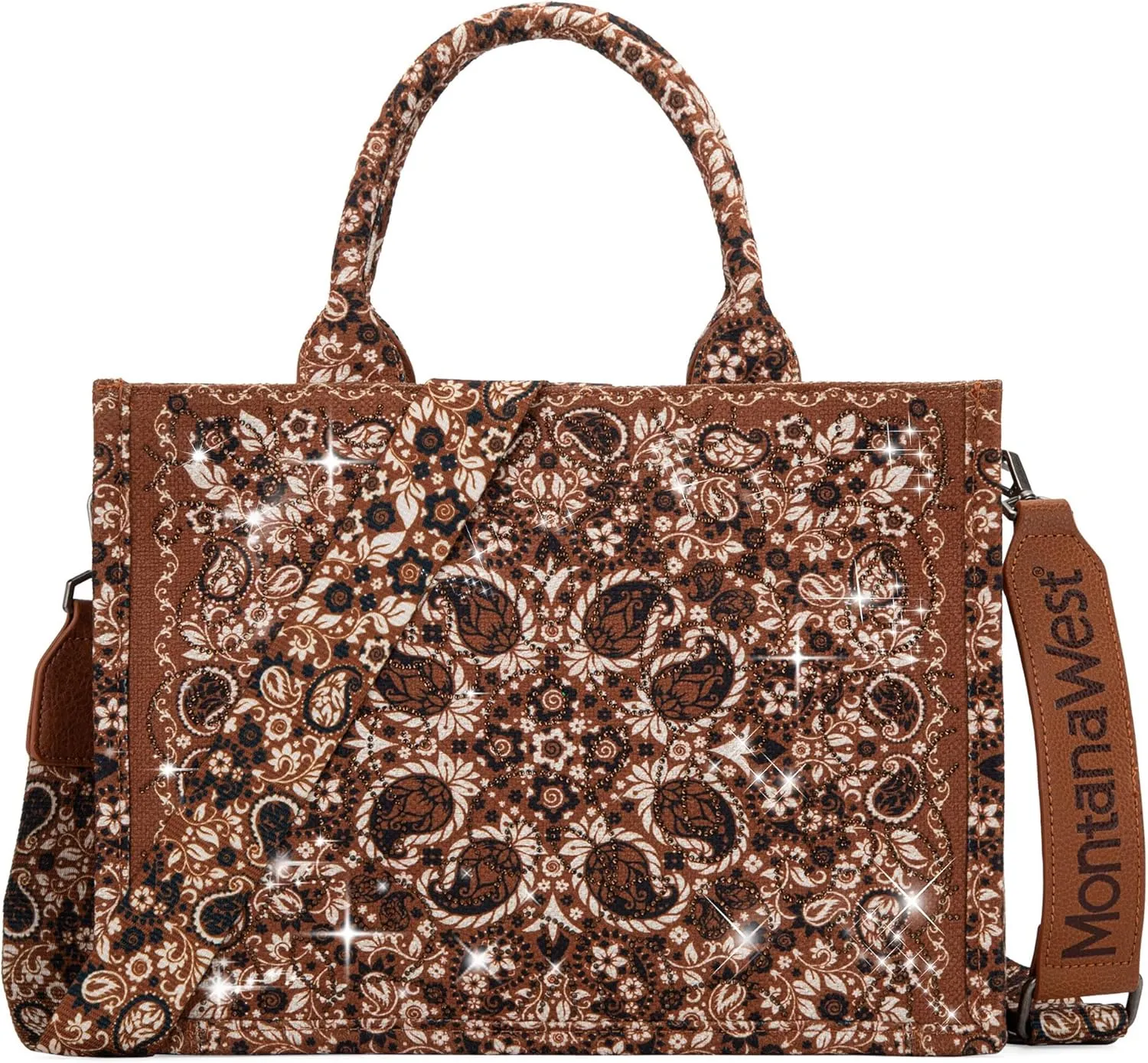 Montana West Sparkly Tote Bag Paisley Top Handle Satchel Handbags