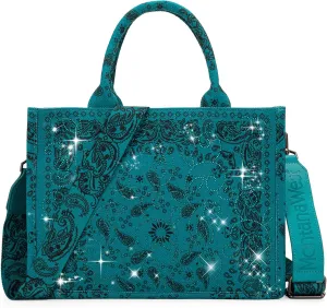 Montana West Sparkly Tote Bag Paisley Top Handle Satchel Handbags