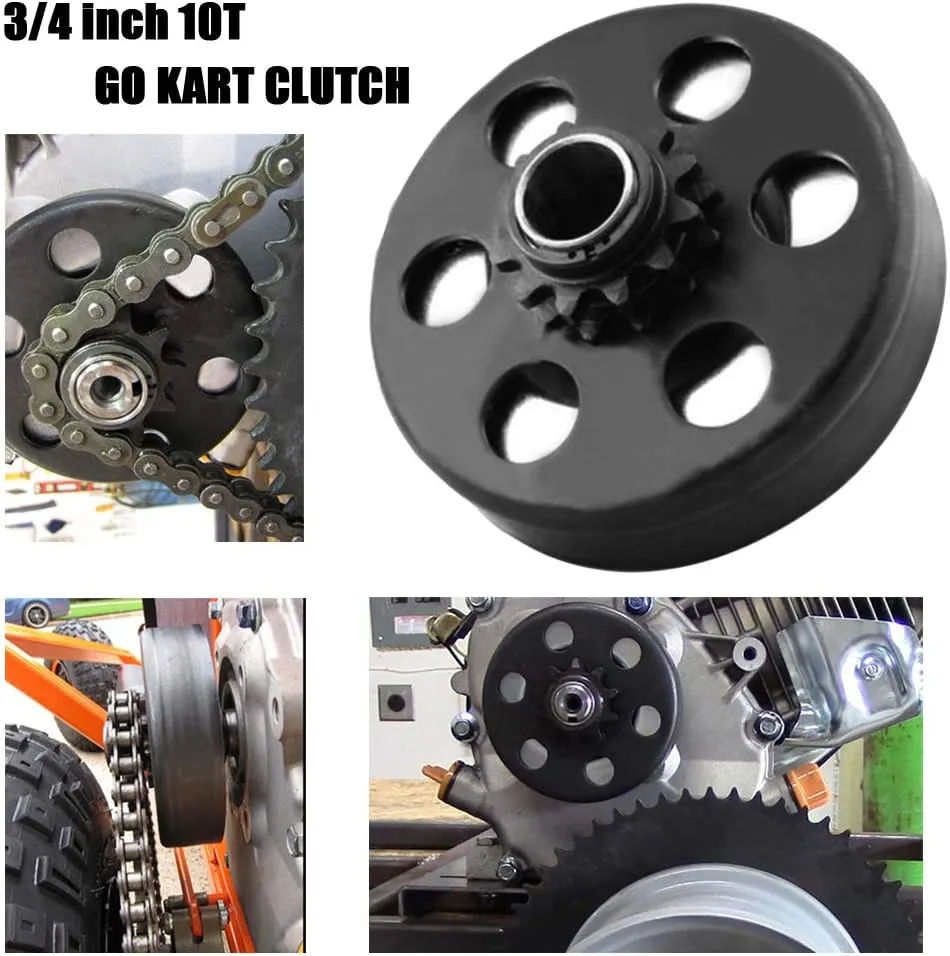 MOOSUN Minibike Go Kart Clutch 3/4" Bore 10 Tooth with #40/41/420 Chain