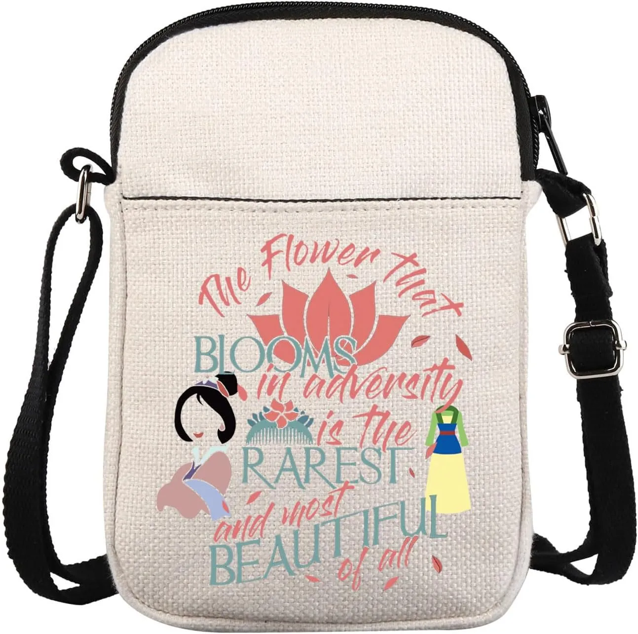 Movie Crossbody Purse Bag Lotus Encouraging Gift Cartoon Character Gift Flower Messenger Bag WDW Princess Gift