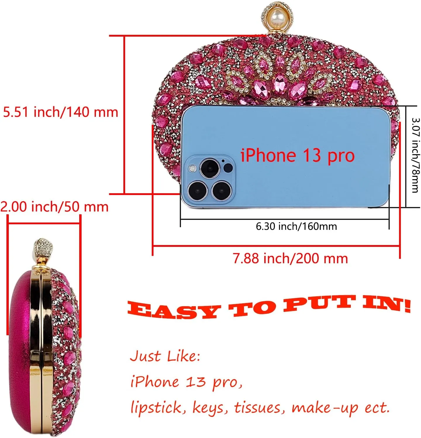 Multicolor Rhinestone Women Evening Clutch Purse Bridal Sparkly Diamond Bag Crystal Handbags Prom Wedding Cocktail Purse