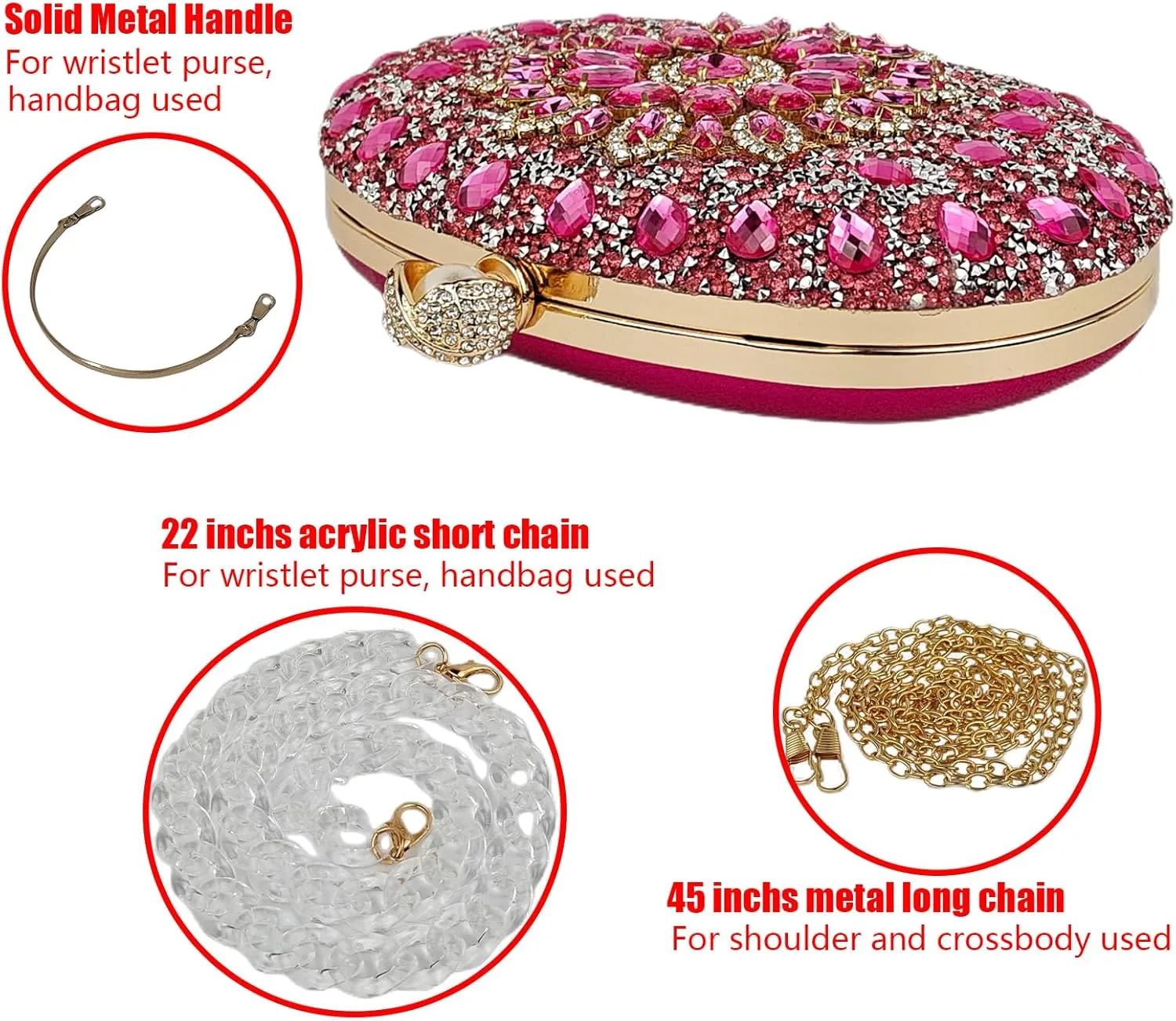Multicolor Rhinestone Women Evening Clutch Purse Bridal Sparkly Diamond Bag Crystal Handbags Prom Wedding Cocktail Purse