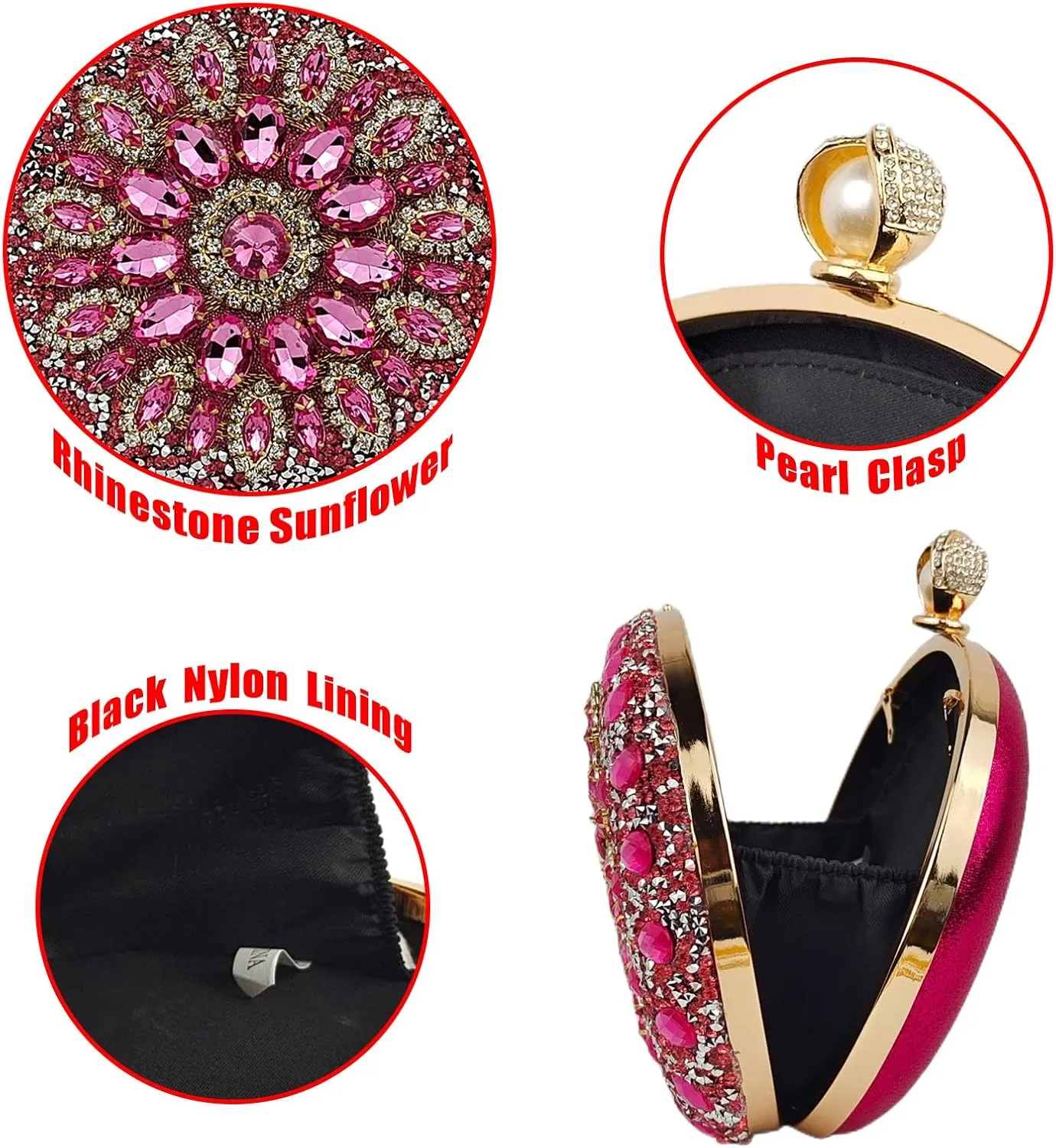Multicolor Rhinestone Women Evening Clutch Purse Bridal Sparkly Diamond Bag Crystal Handbags Prom Wedding Cocktail Purse