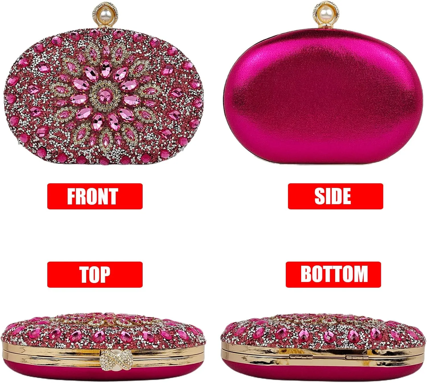 Multicolor Rhinestone Women Evening Clutch Purse Bridal Sparkly Diamond Bag Crystal Handbags Prom Wedding Cocktail Purse