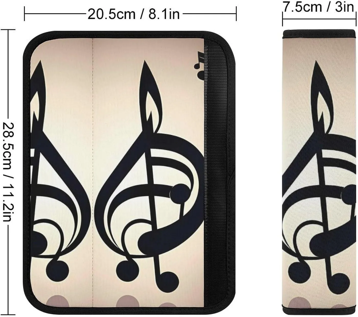 Music Note Print Auto Seat Belt Cover 2PCS Universal Car Seat Belt Shoulder Protector Pad, Protect Your Shoulders and Neck for Car Seat Belt, Shoulder Bag, Backpack