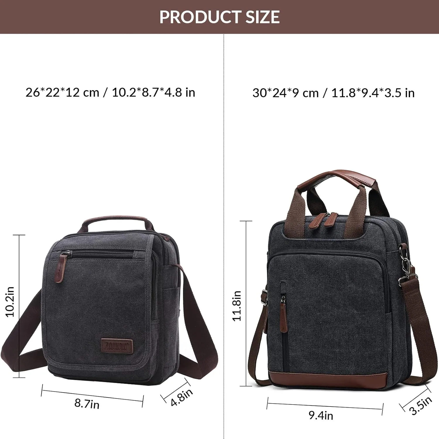 mygreen Mens Crossbody Shoulder Bag Canvas Messenger Bag Work Bag