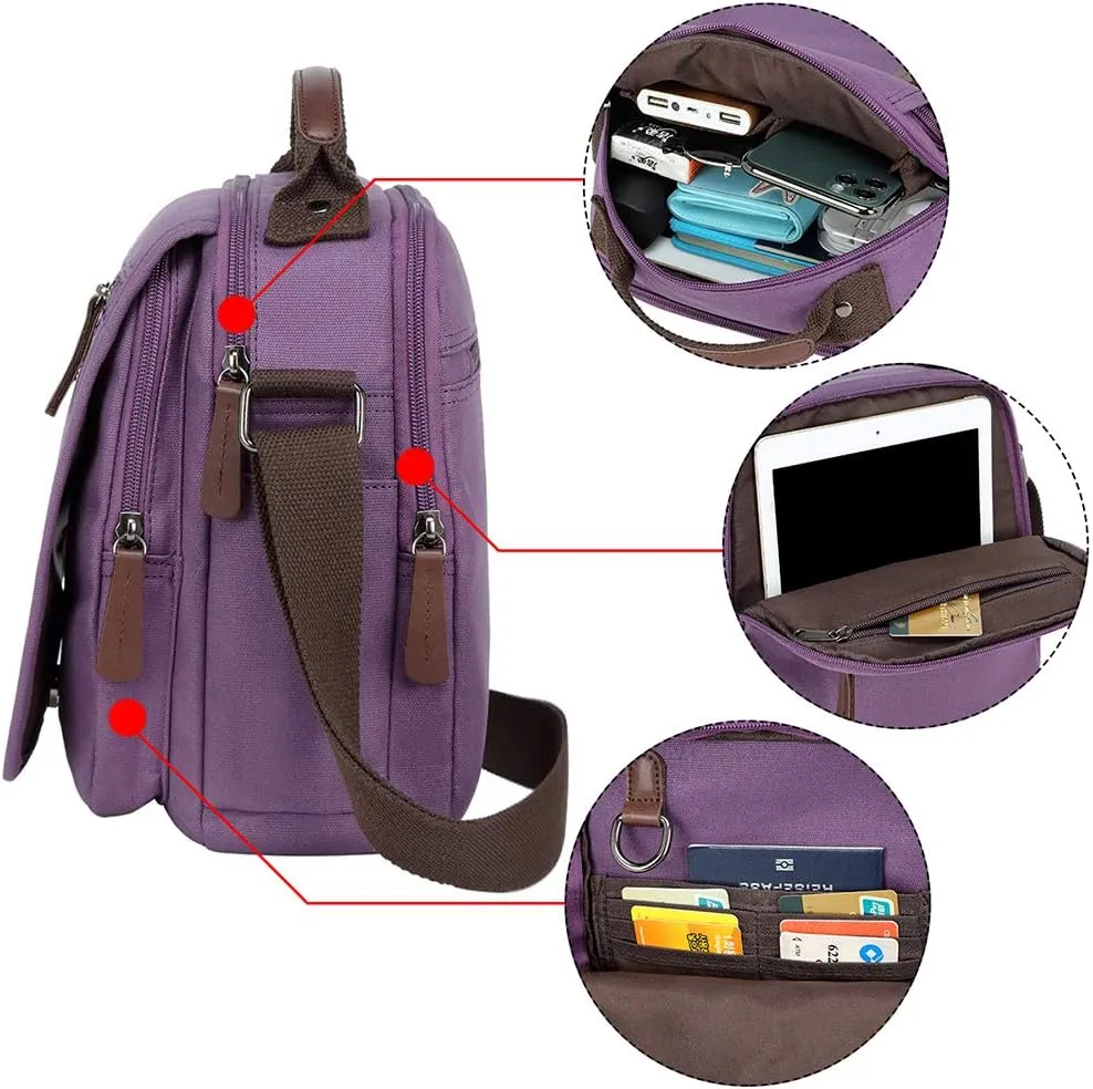 mygreen Small Canvas Crossbody Shoulder Bag Messenger Bag Work Bag