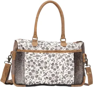 Myra Bag Amaryllis Upcycled Canvas & Cowhide Messenger Bag S-1498