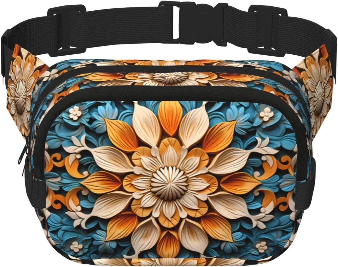 Mystique Wreath Printed sports waist bag, large capacity storage messenger bag, unisex travel sports essential