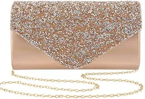 Naimo Flap Dazzling Rhinestone Clutch Bag Evening Bag Purse With Detachable Chain For Wedding and Party