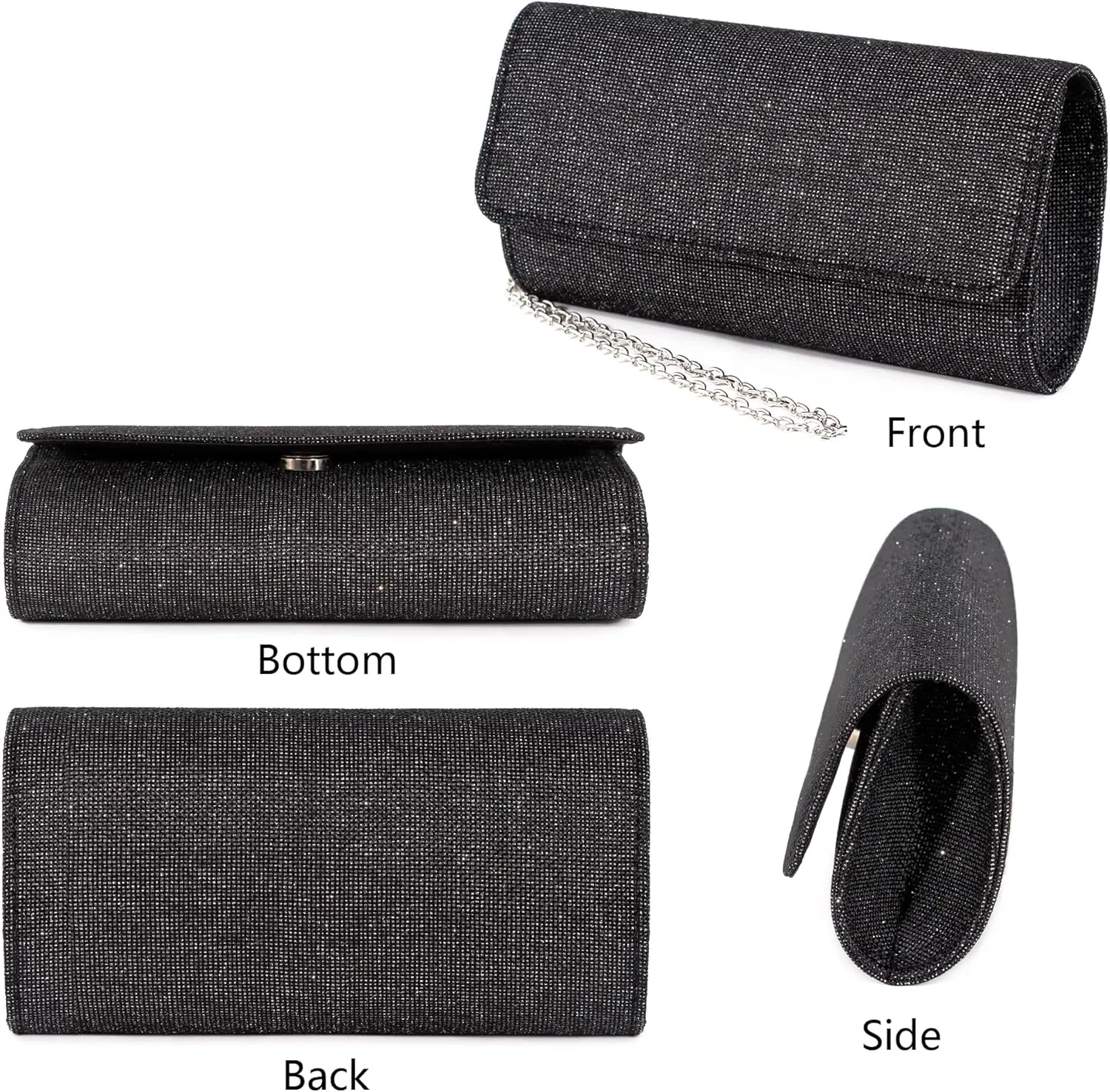 Naimo Flap Dazzling Small Clutch Bag Evening Bag With Detachable Chain