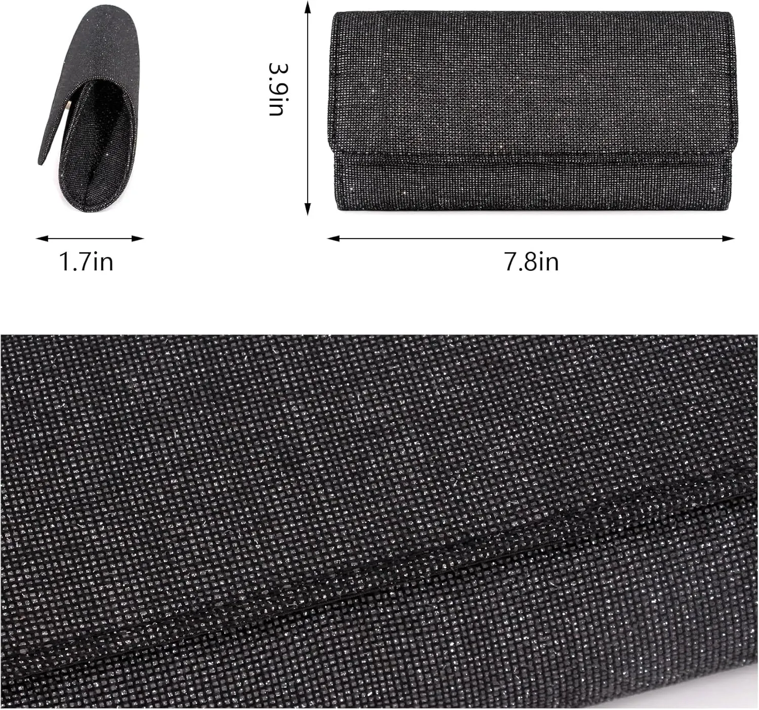 Naimo Flap Dazzling Small Clutch Bag Evening Bag With Detachable Chain