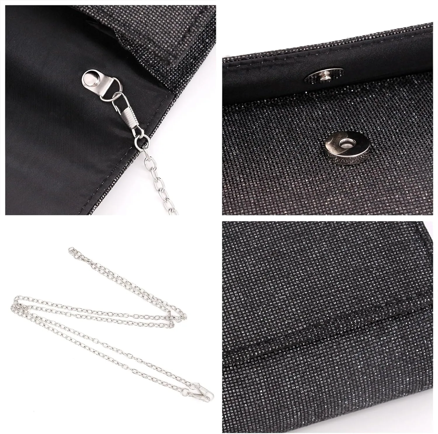 Naimo Flap Dazzling Small Clutch Bag Evening Bag With Detachable Chain